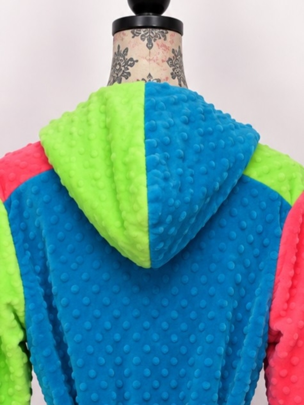 Fat Rat Family Colorblock Minky Dot Hooded Robe - Size Large Hard To Fine - Picture 11 of 12